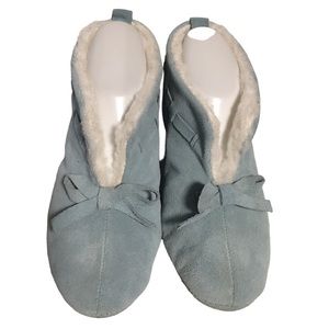 Suede house slippers Daniel B 70 Made in USA Warm Sherpa lined Leather Upper EUC